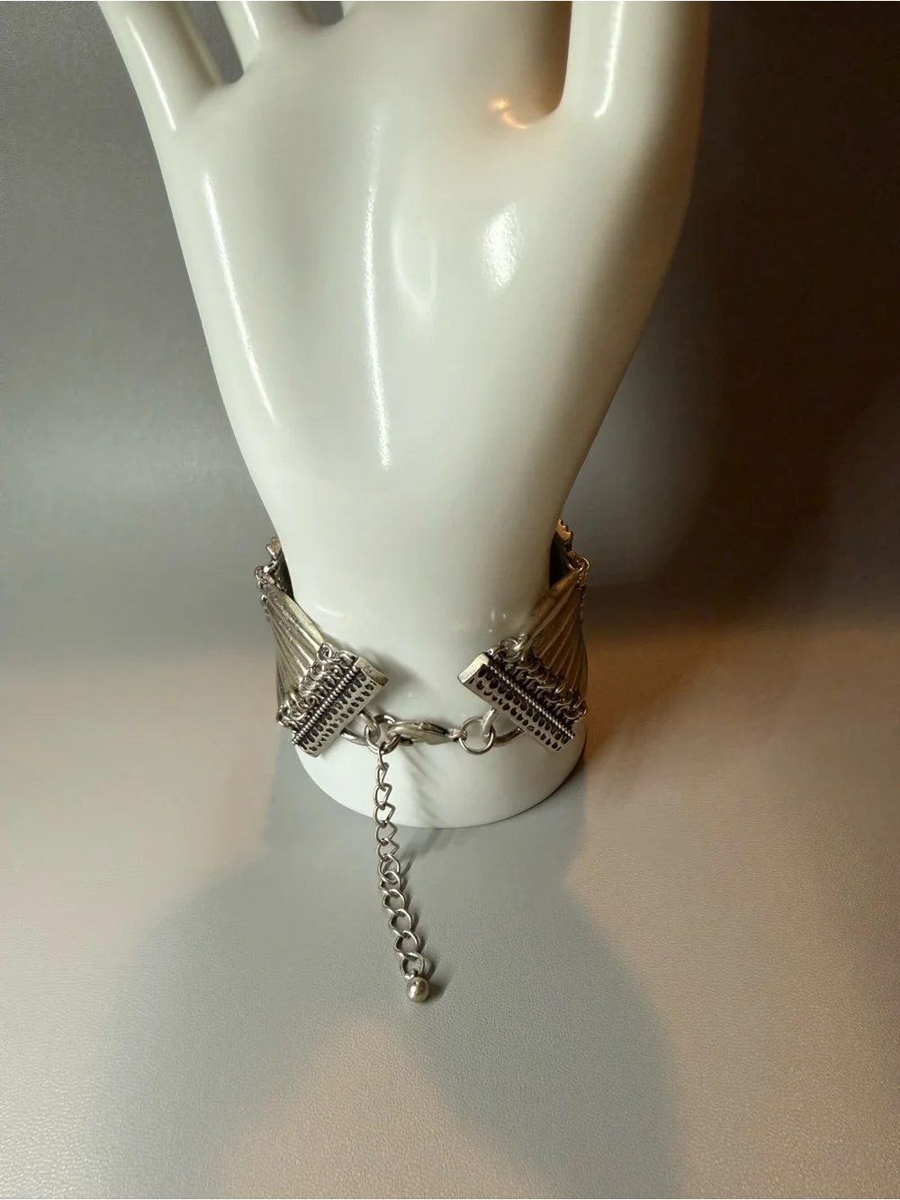 Vintage Sterling Silver Wide Filigree Statement Cuff Bracelet Adjustable 🖤